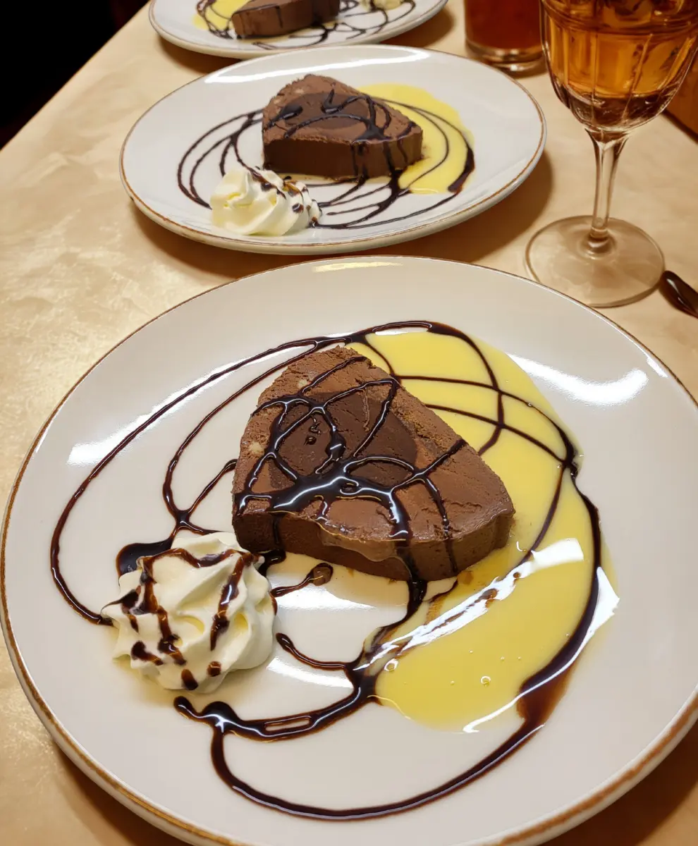 Plat gateau choco coulis restaurant Le Villaroy
